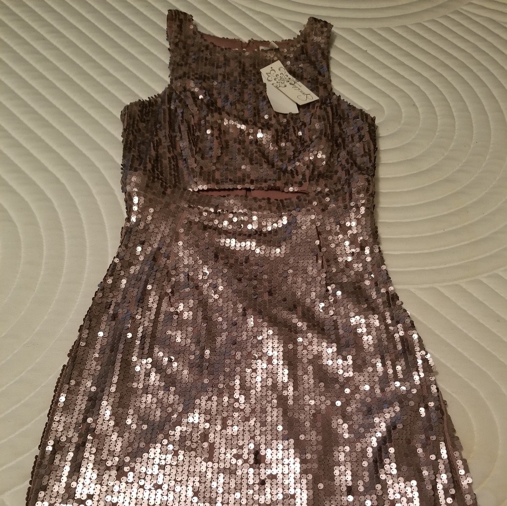 Sequence mocha junior evening dress